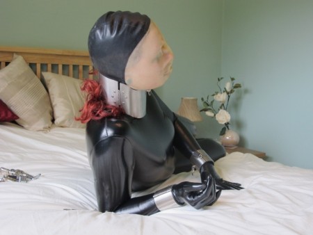 D K Bondage - Hogtied In Pvc Catsuit And Rubber Hood