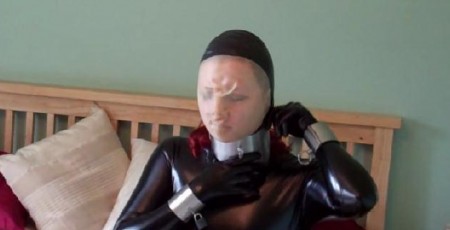 D K Bondage - Hogtied In Pvc Catsuit And Rubber Hood D K Bondage - Hogtied In Pvc Catsuit And Rubber Hood