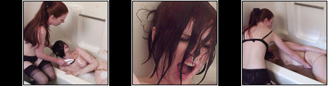 In The Bath - One way to clean all the food stuff off your slut is in the bath, only mistress lydia seems intent on ******** this slave.