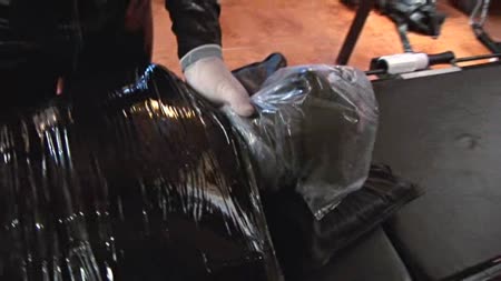 Rubber & Bondage Central! - Wrapped To The Bench Rubber & Bondage Central! - Wrapped To The Bench