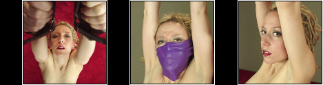 And Smothered - Suspended by her hands and  in the air there is little she can do when she is smothered by the latex sheet.