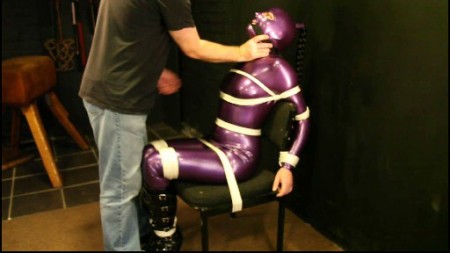 Heavy Rubber & Bondage - Purple Latex Bondage Gagged  Bagged