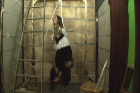 Hang The Witch - Featuring: Tracy C. Lixx

The young witch waits alone in her cell for the hangman.  She confessed to being witch, but they decided to have her hanged anyway.  She struggles against her chains to free herself, but they will not budge.  The hangman enters, and she tries to fight him, but he still drags her to the gallows.  She mounts the ladder and the noose is placed around her neck.  The hangman grabs her feet and turns her off the ladder.  The noose tightens around her pretty little neck and her top falls down revealing her perfect breasts.  She slowly strangles with her breasts shaking as she twitches.

Features: topless nudity, full suspension hanging, strangling, bondage, posing, sandal and foot shots.