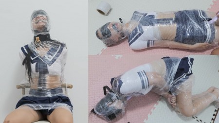Xiaomeng Cling Film Mummified Breathplay - Mummification for the third time. Cling film was used.
Xiaomeng was wearing a short sailor uniform and blindfolded. Most of her body was wrapped already with cling film, and she was also fixed on a chair by the film. There was only a slit above her nose, and the slit was covered soon by another film strap. Sealing, struggling, screaming � N.
I made the slit a little bigger to expose her mouth, put a ball gag in her mouth, and then covered her nose, mouth and the ball gag all together with cling film. Sealing, struggling, screaming � N.
After taking a break she changed her posture. Now she was lying on the floor, wrapped by the cling film from head to toe, therefore completely mummified. The ball gag was still in her mouth, and I covered her nose, mouth and the ball gag for several other rounds. Sealing, struggling, screaming � N.
At the end of the breathplay, I sealed Xiaomeng�s full face with black bondage tape on top of the cling film layer. The airtightness is much better than using only cling film, and naturally her struggle and scream escalated. At last, she even broke her forearms free, but still cannot reach her face, so I had to save her in time.
I know that breathless under cling film is really painful, so in order to distract Xiaomeng and to suppress her pain with pleasure, I applied a vibrator on her from time to time. However, I don�t know if it really did its job as mentioned above, or it had opposite effects?